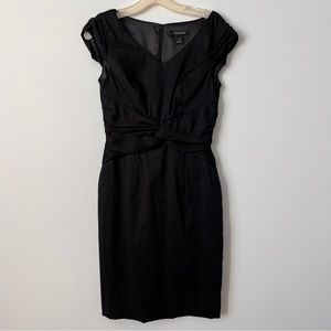 White House Black Market Twist Front Textured Black Dress